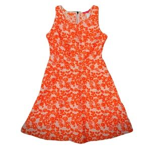 Orange Dress Betsey Johnson Neon Floral Mid Dress